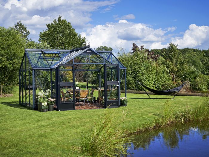 Orangery 15,1 antracietgrijs - 439 x368 (lengtexdiepte) 175/267 cm (h)